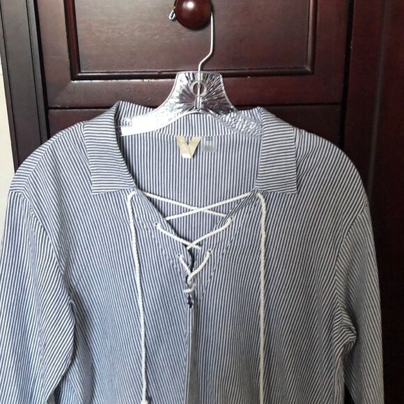 Roxy tunic blue white stripe beach dress swim coverup size Small / petite NWOT - Picture 4 of 13